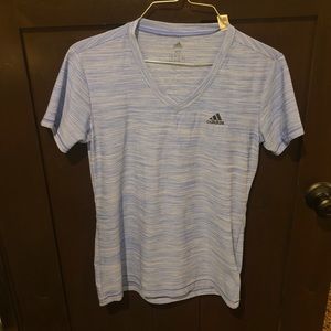 Blue stripped adidas v neck
